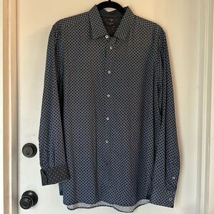 TED BAKER London Navy Blue Dot Flip Cuff Button Down Shirt large 5